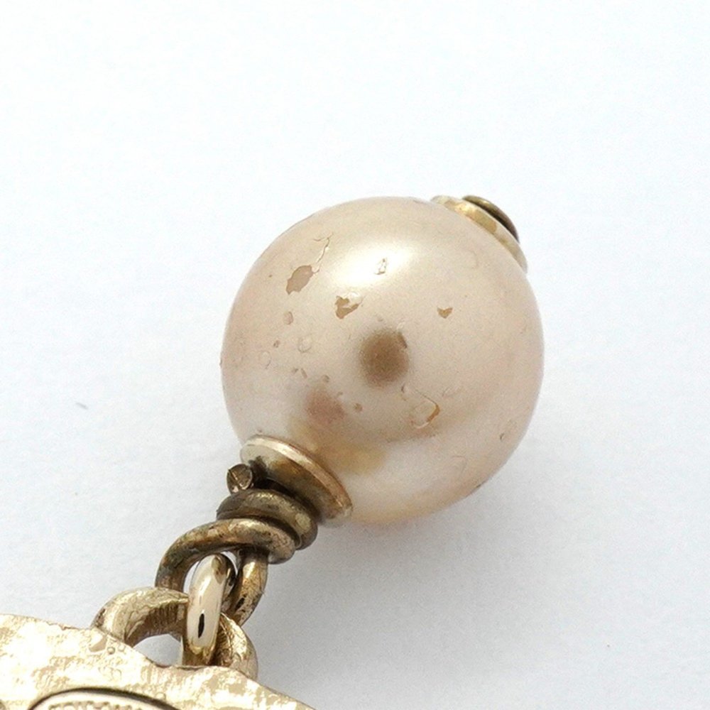 CHANEL Gold Pearl Logo Earrings - Picture 7 of 8